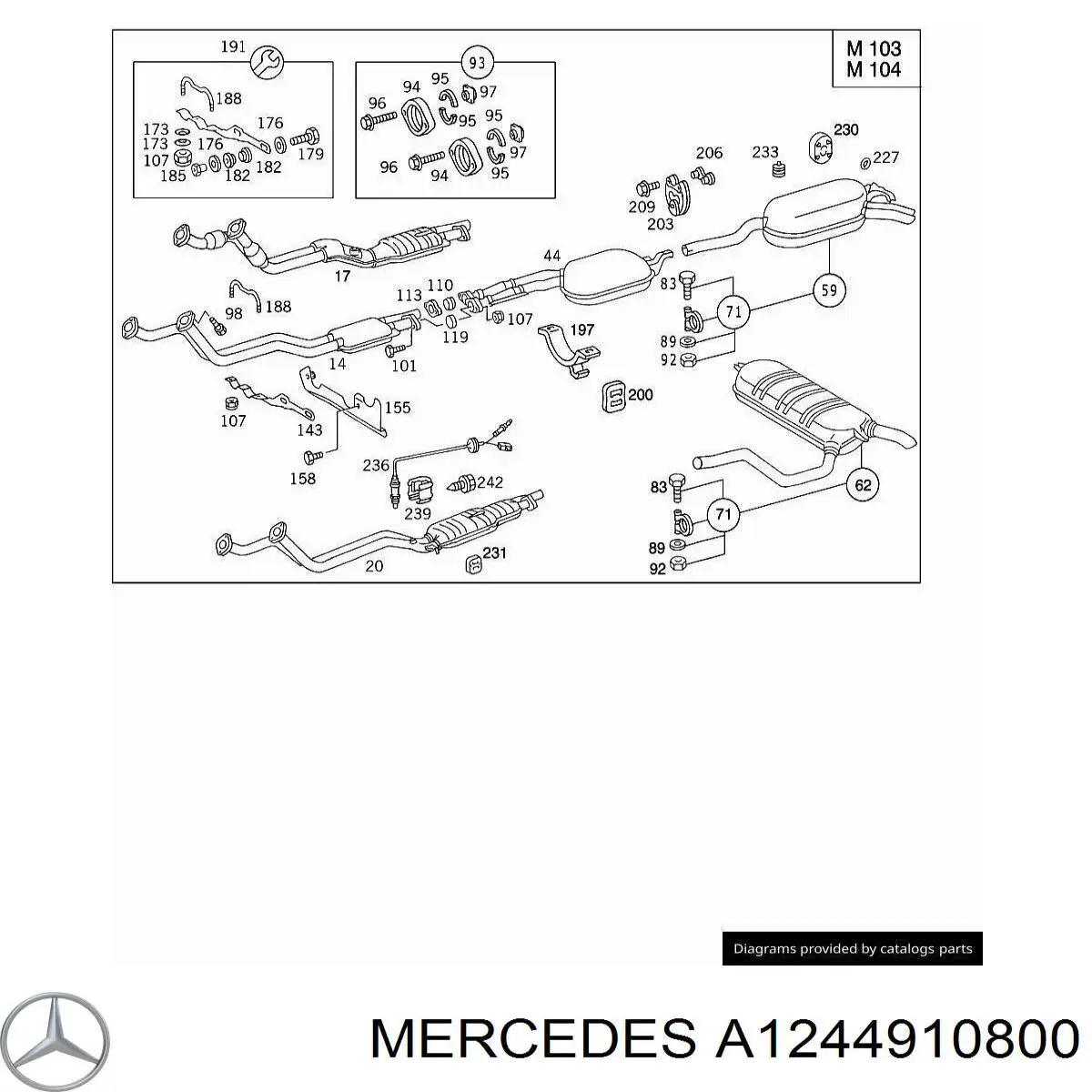 Compre A1244902215 Mercedes Silenciador, parte traseira