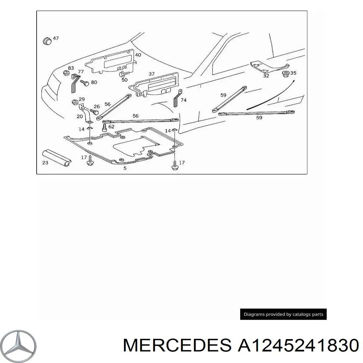 Proteção de motor, de panela (da seção de motor) Mercedes A1245241830 preço, a partir de 199,05 USD