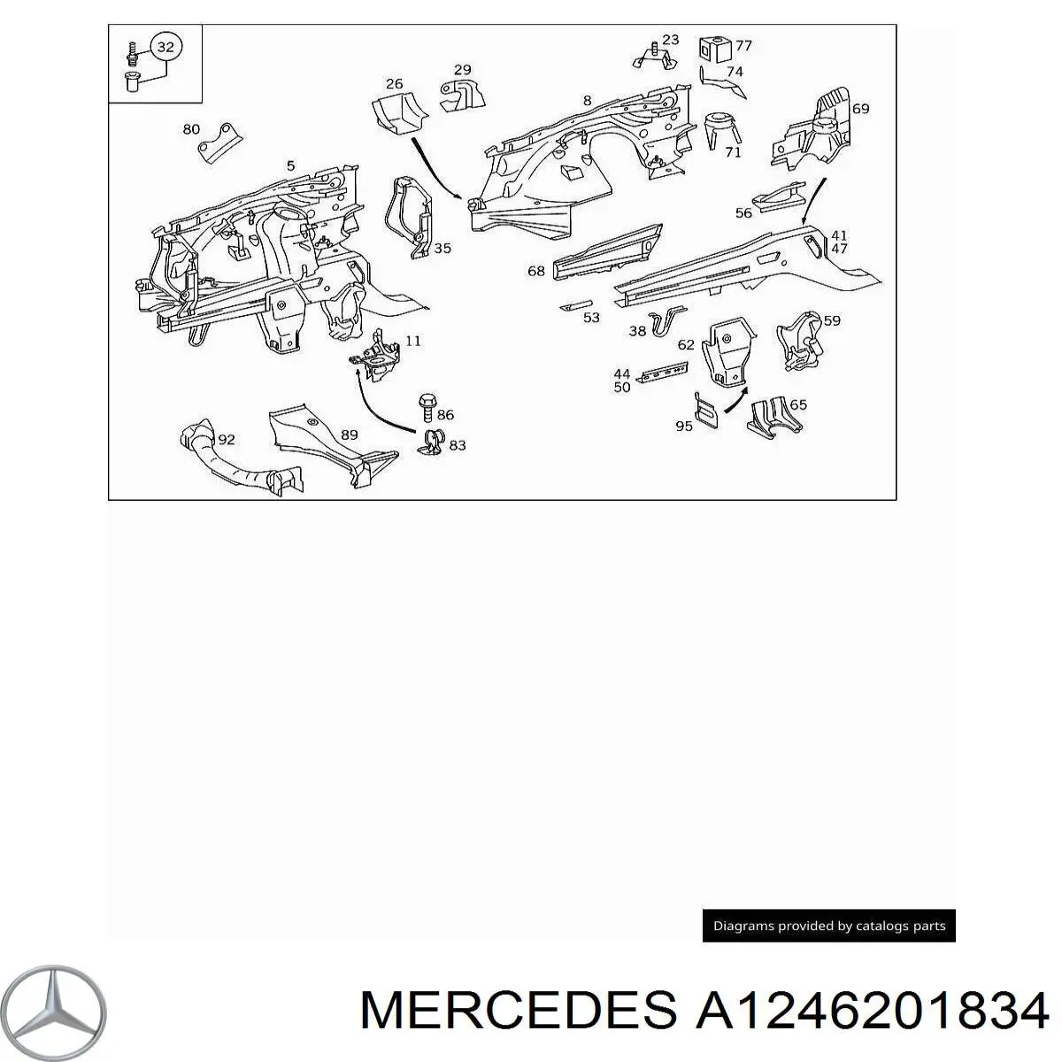 Longarina de chassi dianteira direita Mercedes A1246201834 preço, a partir de 219,94 USD