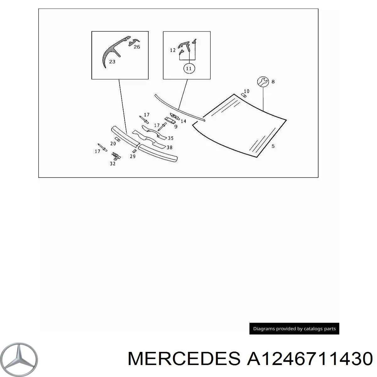 A1246711430 Mercedes Moldura inferior de pára-brisas