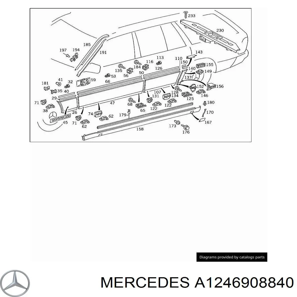 Moldura do pára-lama traseiro direito Mercedes A1246908840 preço, a partir de 62,13 USD