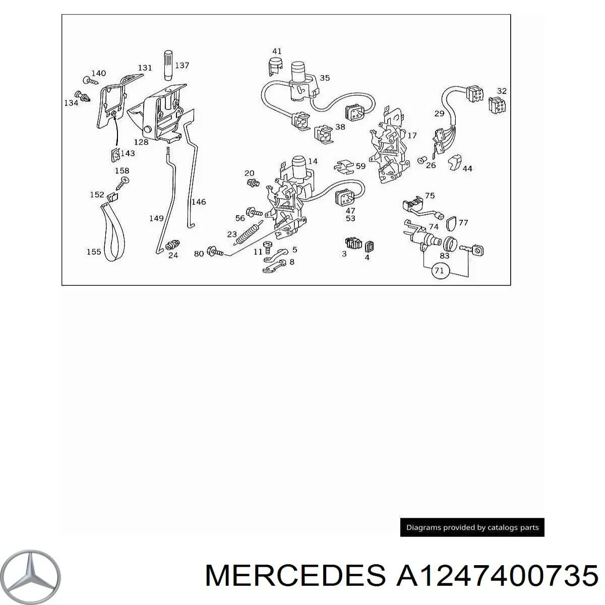 A1247400735 Mercedes Fecho de tampa de porta-malas (de 3ª/5ª porta traseira)