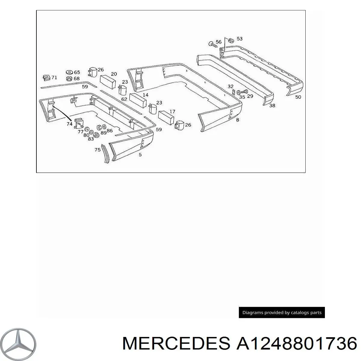 Compre A1248801736 Mercedes Moldura esquerda do pára-choque traseiro
