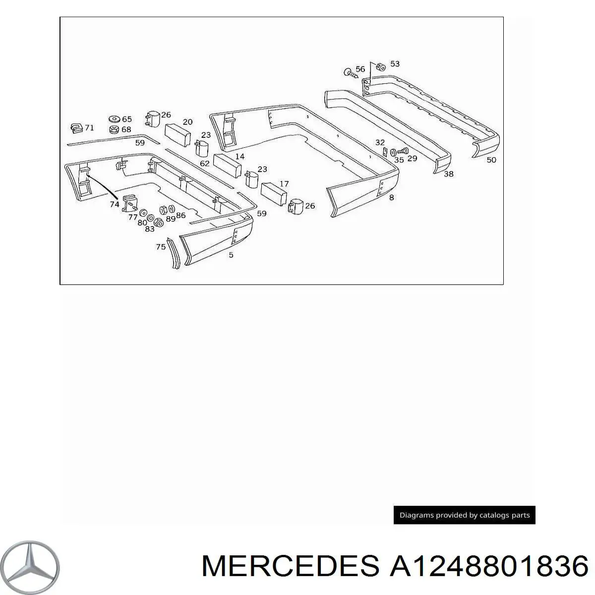 Compre A1248801836 Mercedes Moldura direita do pára-choque traseiro