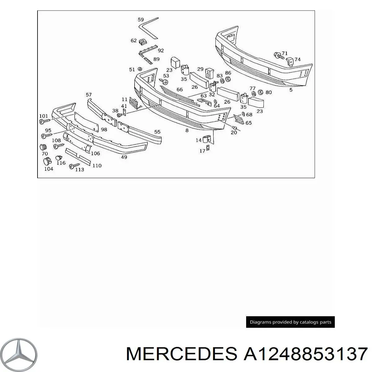 A1248853137 Mercedes Absorvedor (enchido) do pára-choque dianteiro