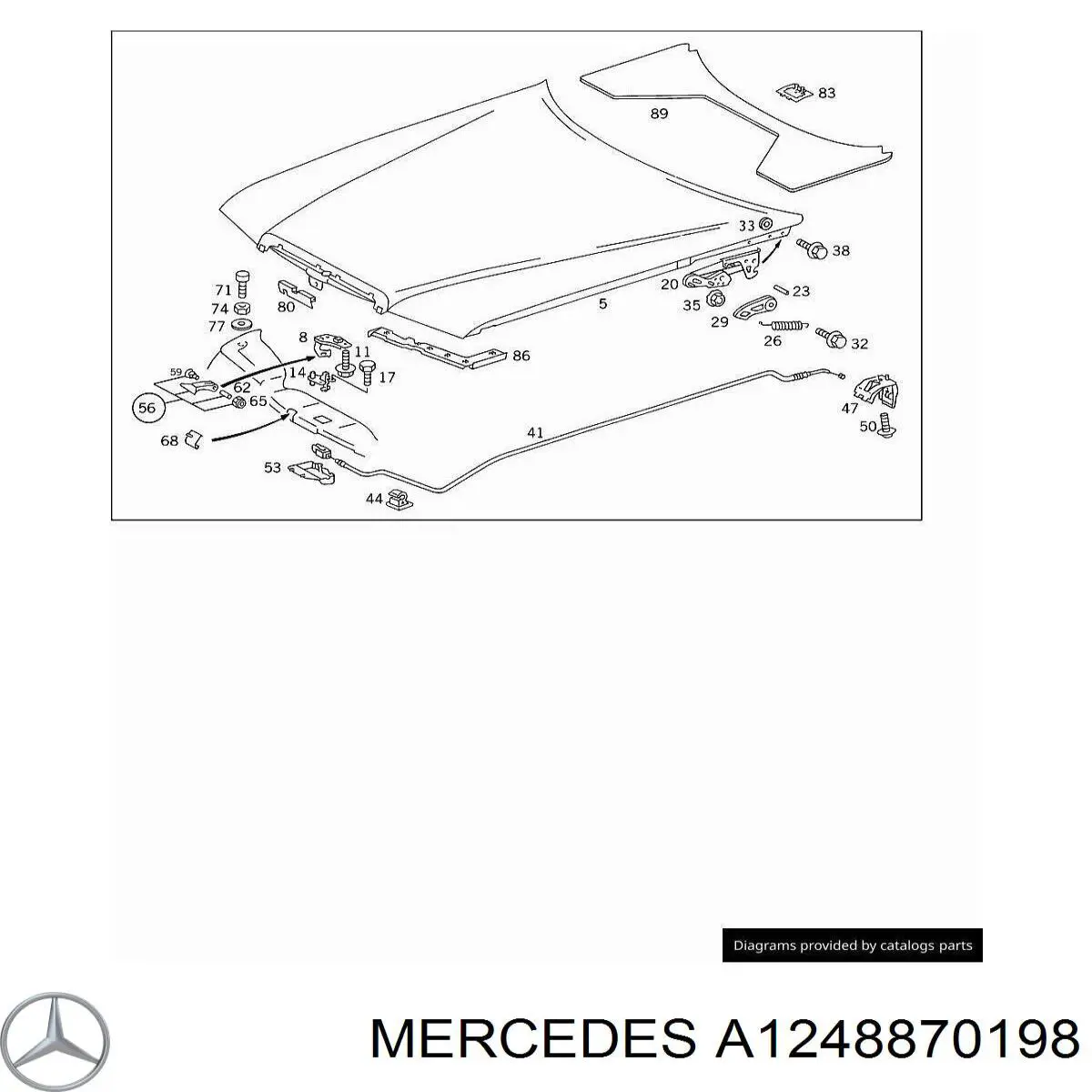 A1248870198 Mercedes Isolamento de ruído da capota