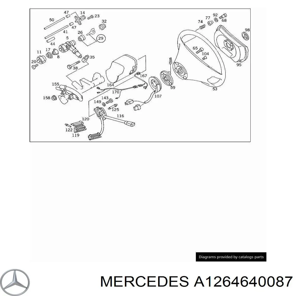 A1264640087 Mercedes Placa sobreposta do volante de direção