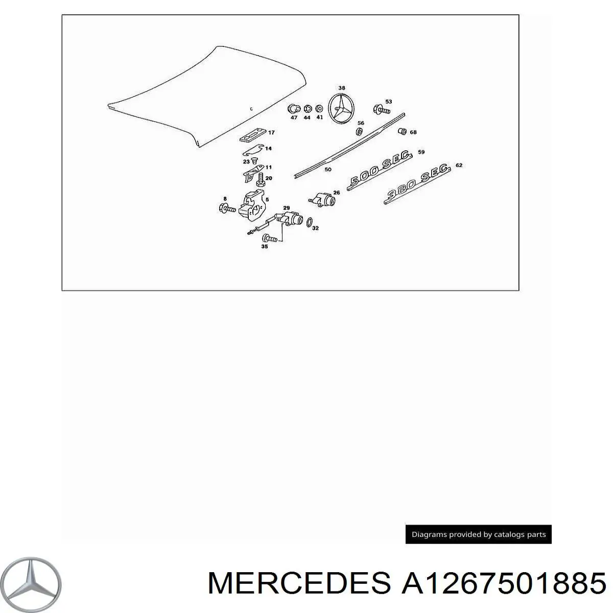  Fecho de tampa de porta-malas (de 3ª/5ª porta traseira) Mercedes E sedan (W123) (1976 - 1985) 