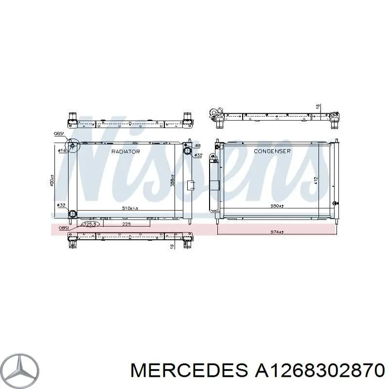 Radiador de aparelho de ar condicionado Mercedes A1268302870 preço, a partir de 145,02 USD