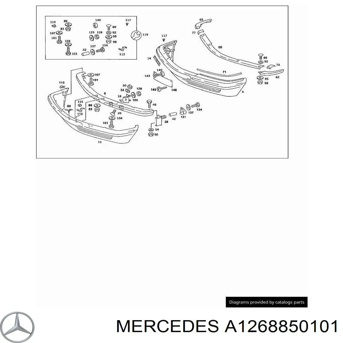 Reforçador do pára-choque dianteiro para Mercedes S  W126