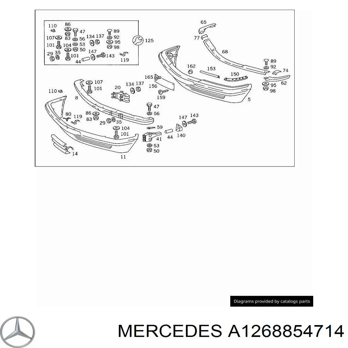 Consola do pára-choque dianteiro esquerdo Mercedes A1268854714 preço, a partir de  