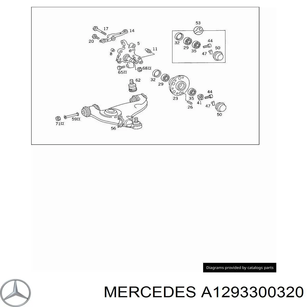 Pino moente (extremidade do eixo) dianteiro direito Mercedes A1293300320 preço, a partir de 668,45 USD