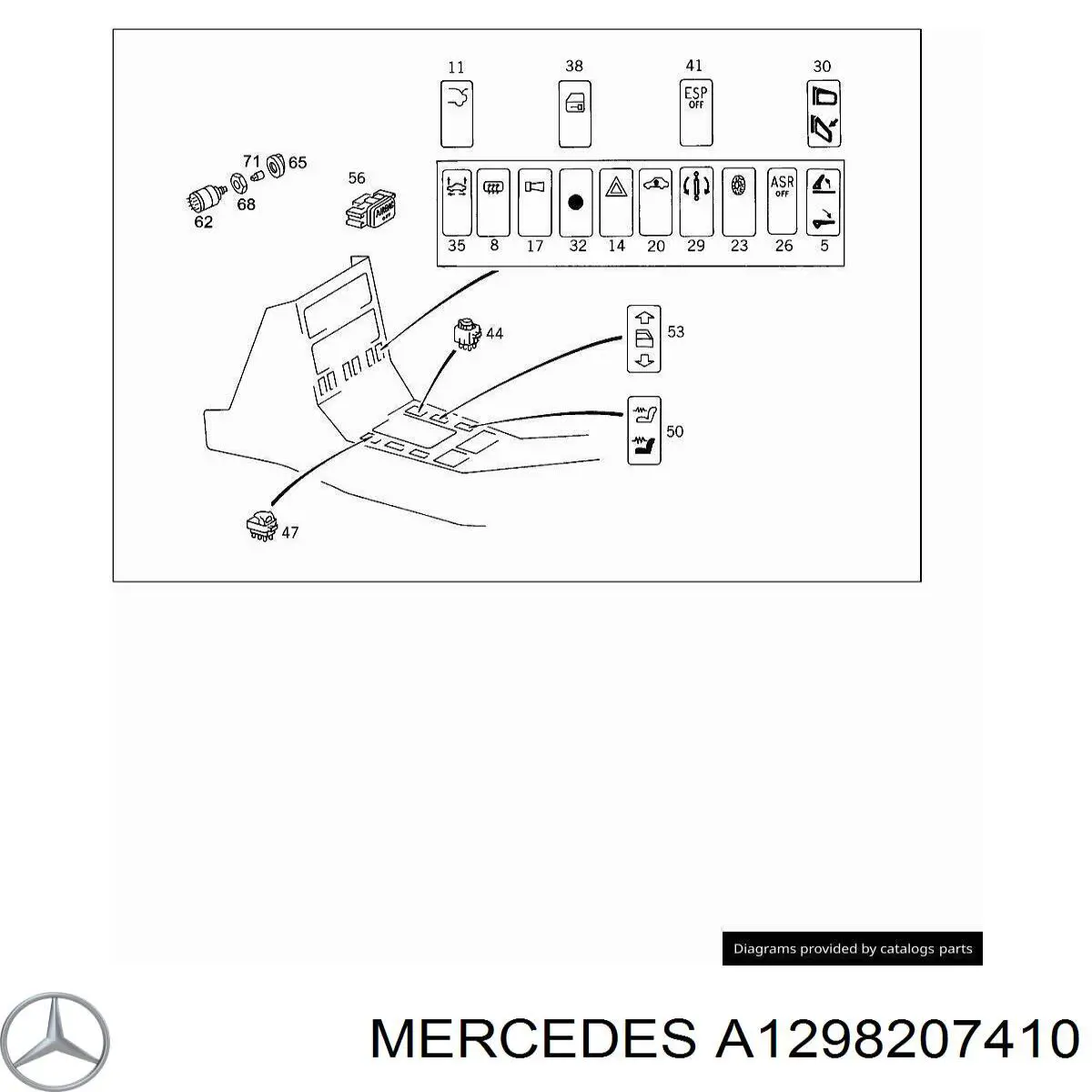 A1298207410 Mercedes Botão de ativação de aquecimento de vidro traseiro