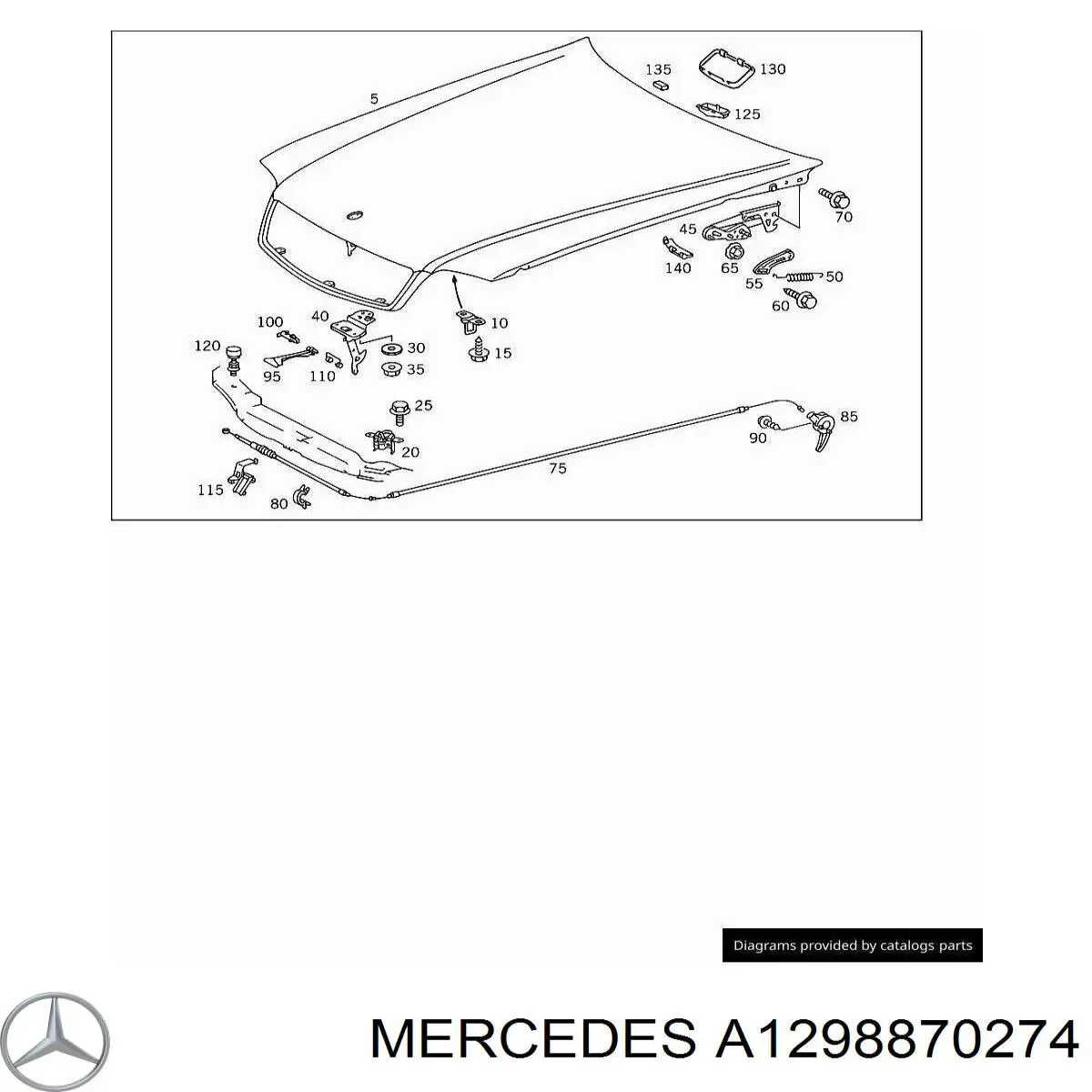 Puxador de abertura da capota Mercedes A1298870274 preço, a partir de 33,08 USD