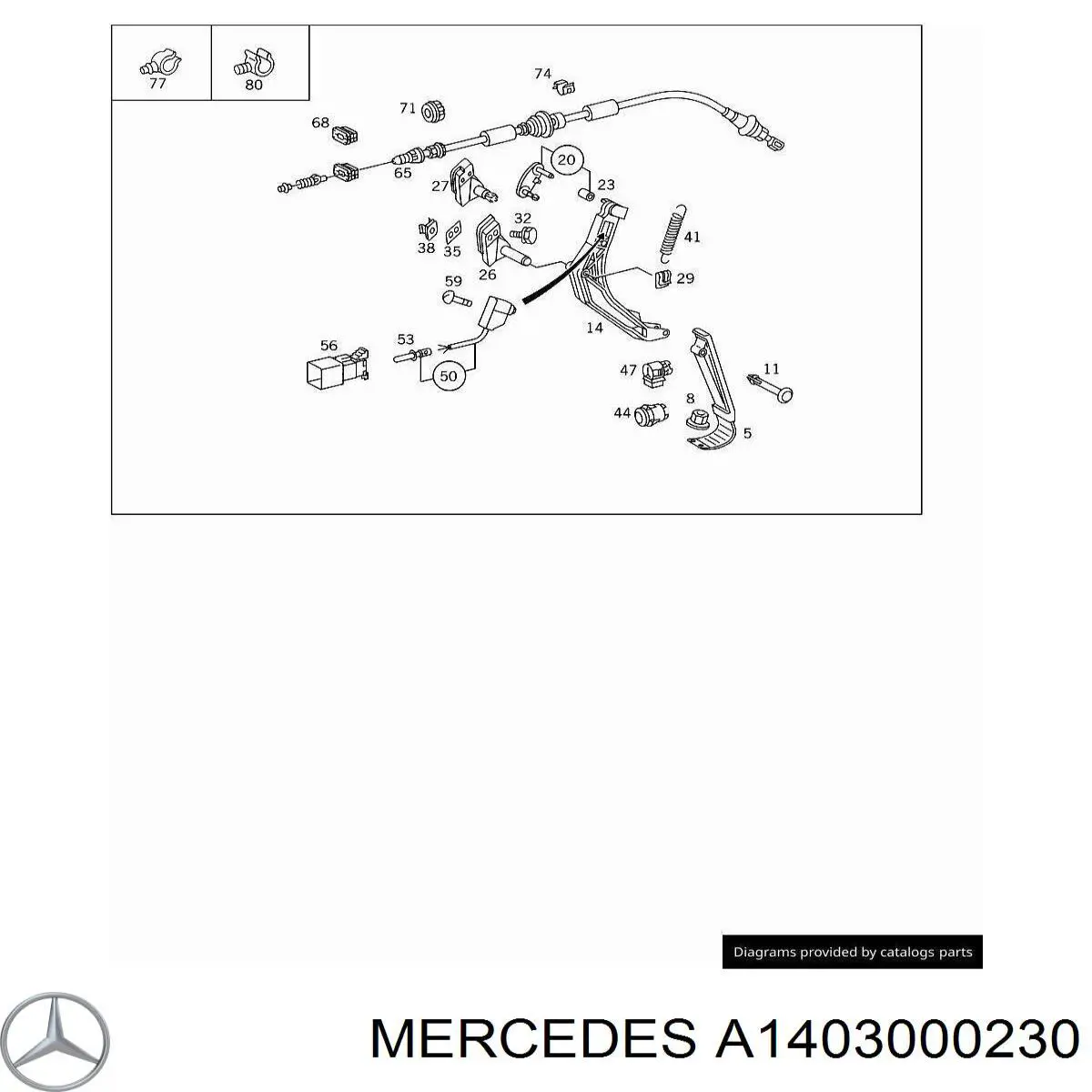 Cabo/pedal de gás (de acelerador) Mercedes A1403000230 preço, a partir de  