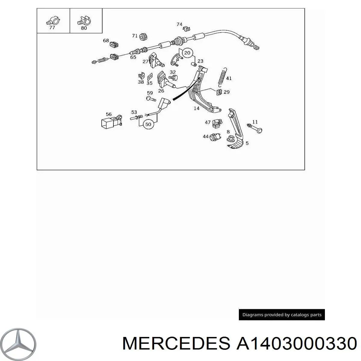 Cabo/pedal de gás (de acelerador) Mercedes A1403000330 preço, a partir de 95,16 USD