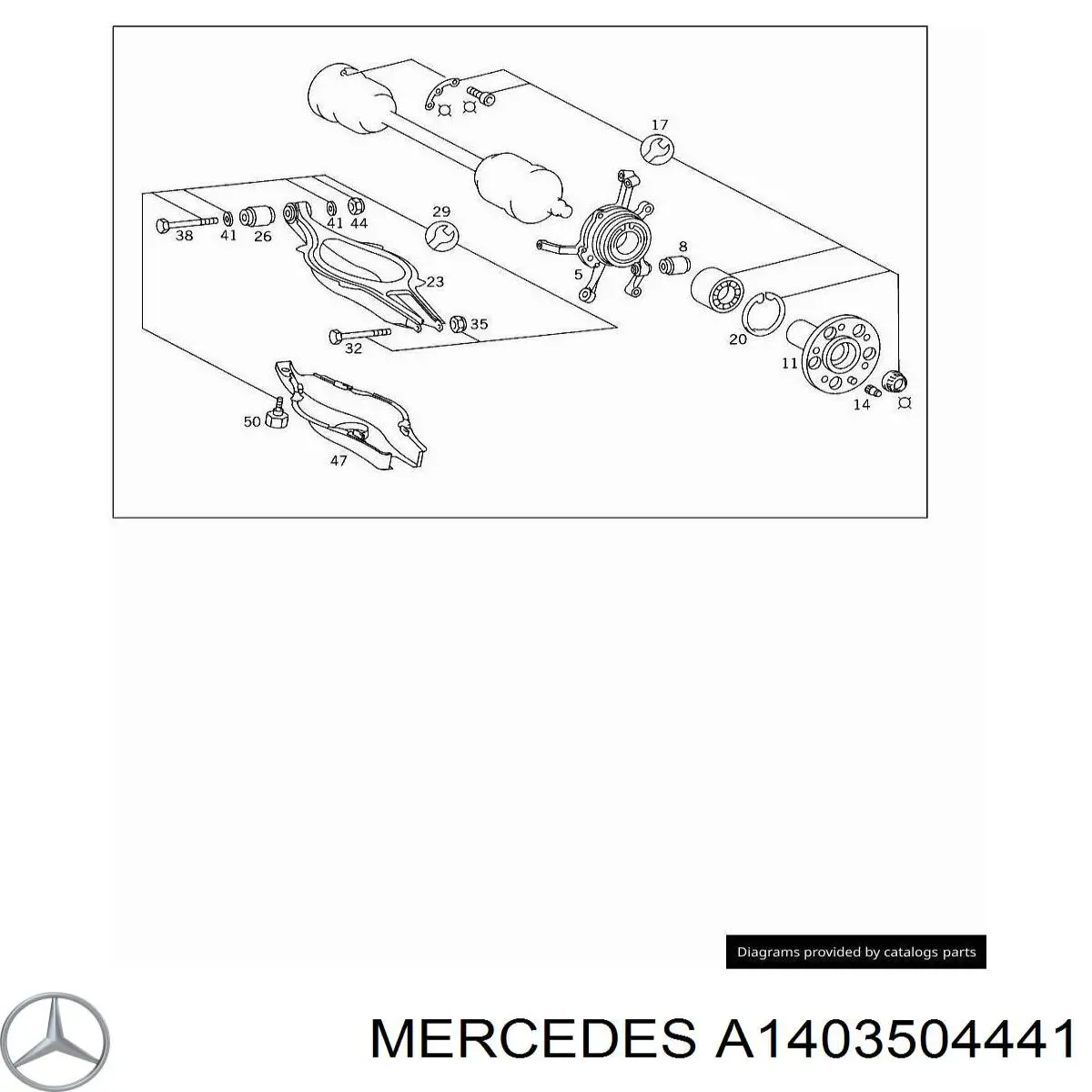 A1403504241 Mercedes Pino moente (extremidade do eixo) traseiro direito