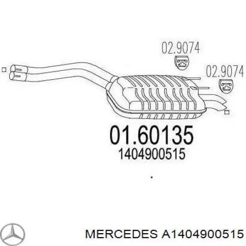 Silenciador, parte traseira Mercedes A1404900515 preço, a partir de 996,35 USD
