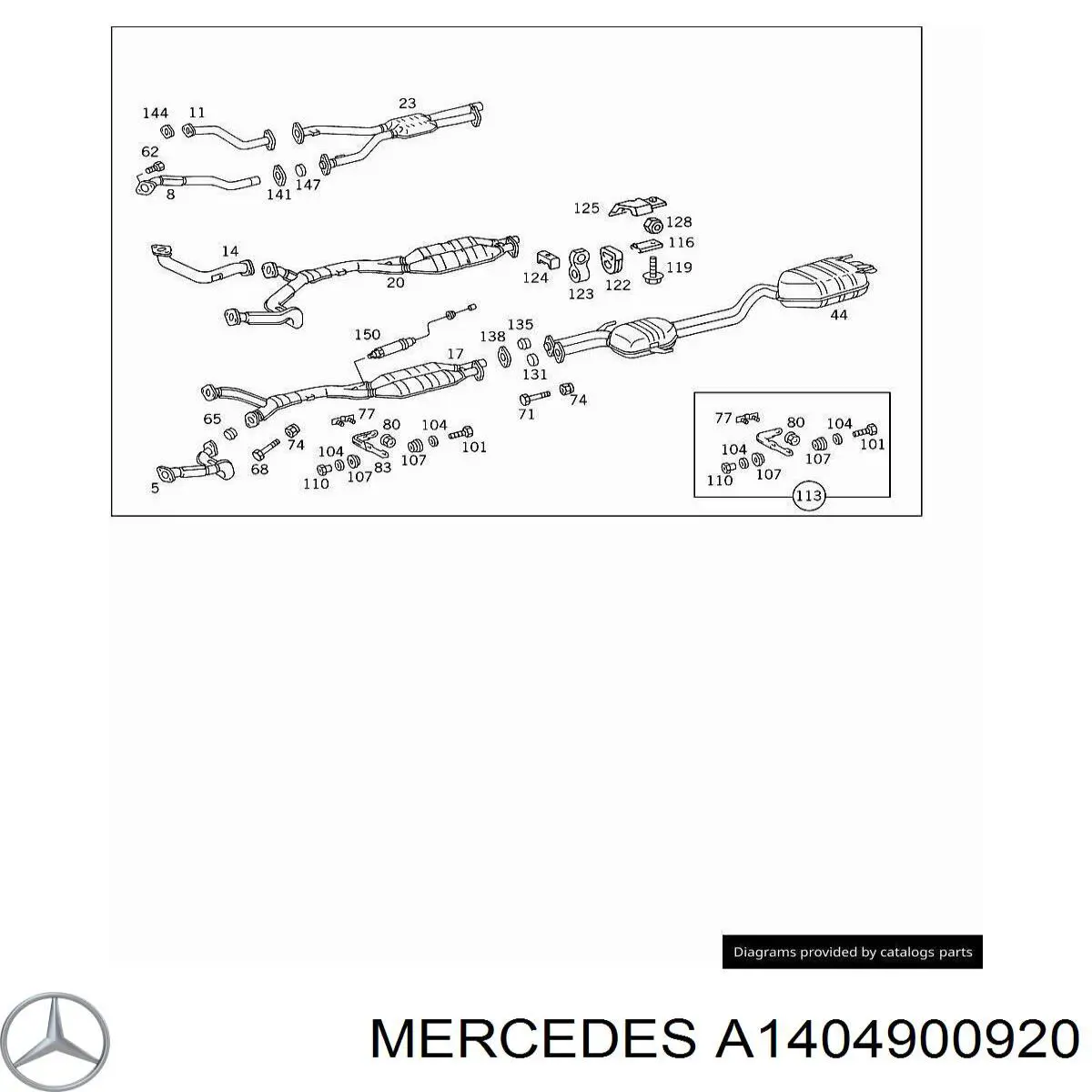 A1404900920 Mercedes Tubo de admissão (calças) dianteiro esquerdo do silenciador