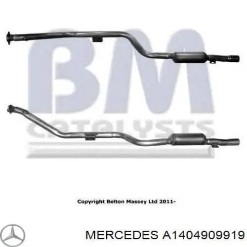 A1404909919 Mercedes Tubo de admissão (calças) dianteiro direito do silenciador