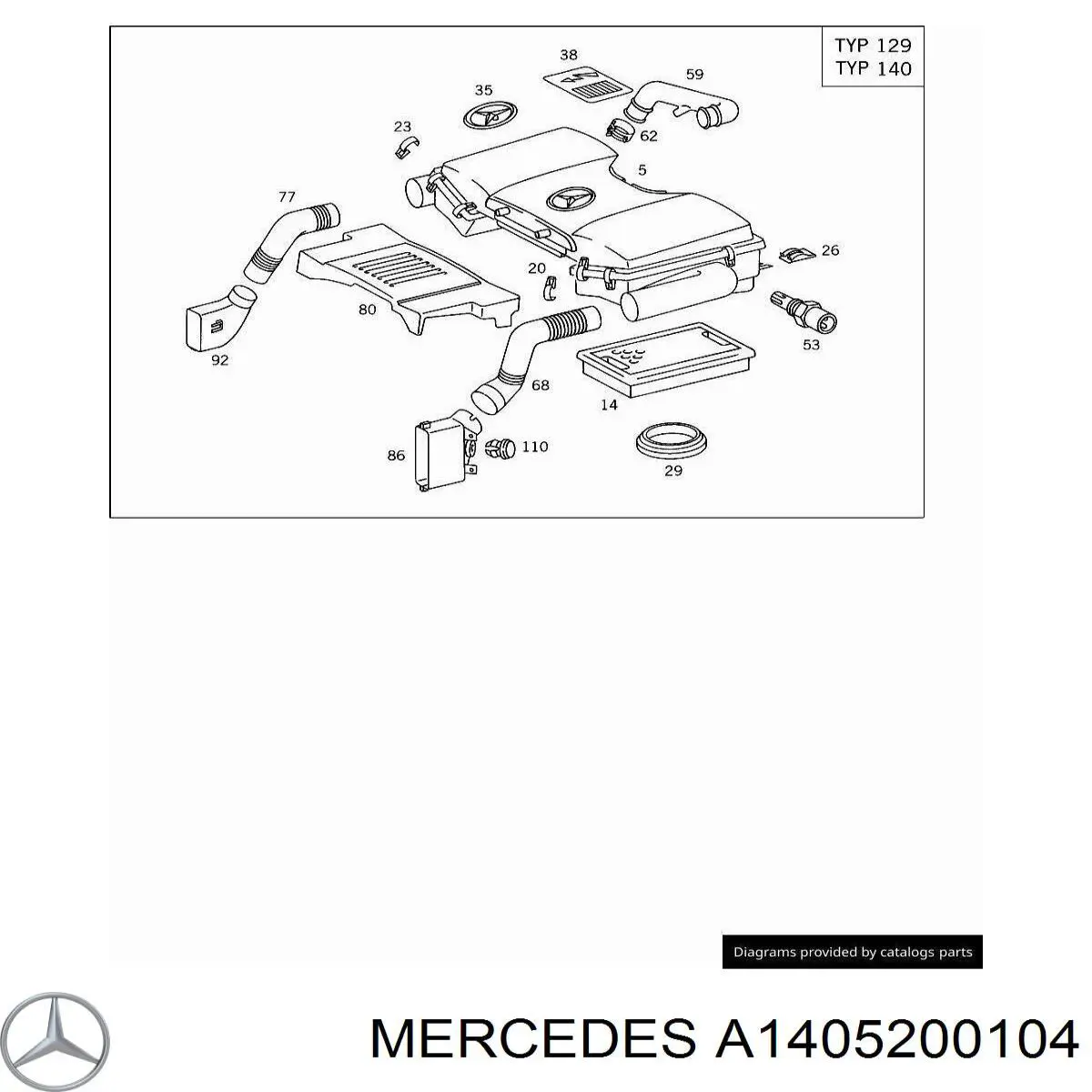 A1405200104 Mercedes Tomada de ar de filtro de ar
