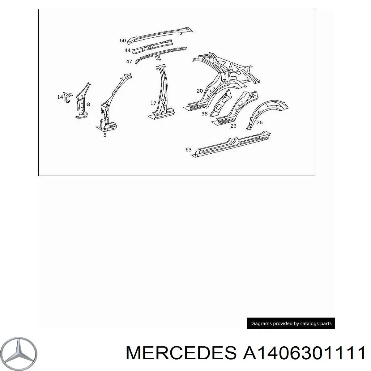 A1406301111 Mercedes Montante central esquerdo de carroçaria