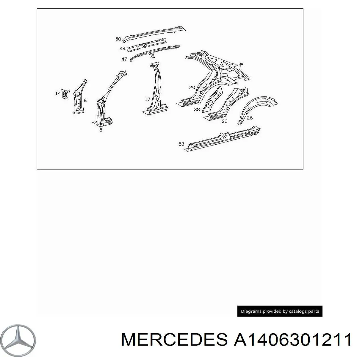 Montante central direito de carroçaria Mercedes A1406301211 preço, a partir de 335,07 USD