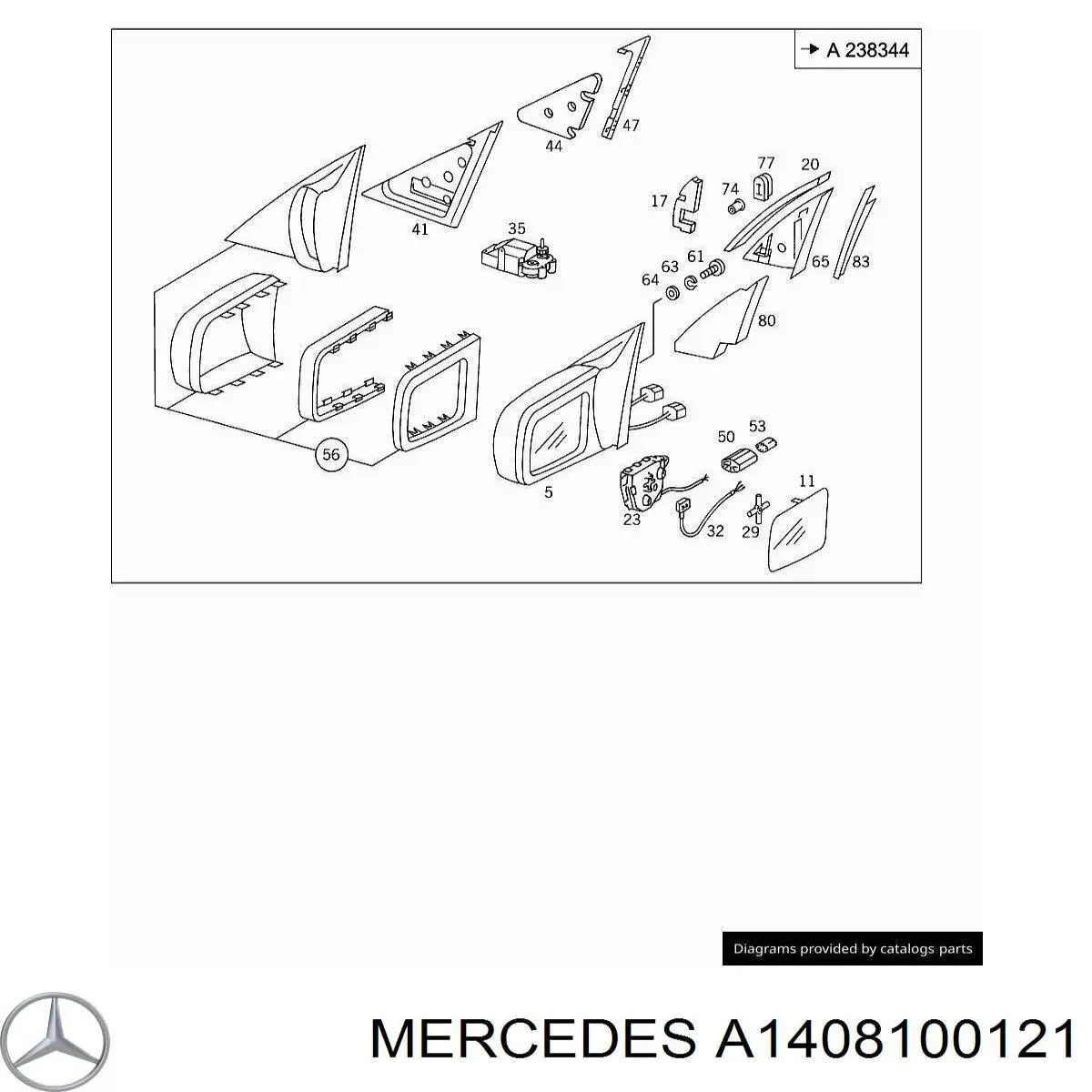 Elemento espelhado do espelho de retrovisão esquerdo Mercedes A1408100121 preço, a partir de 64,61 USD
