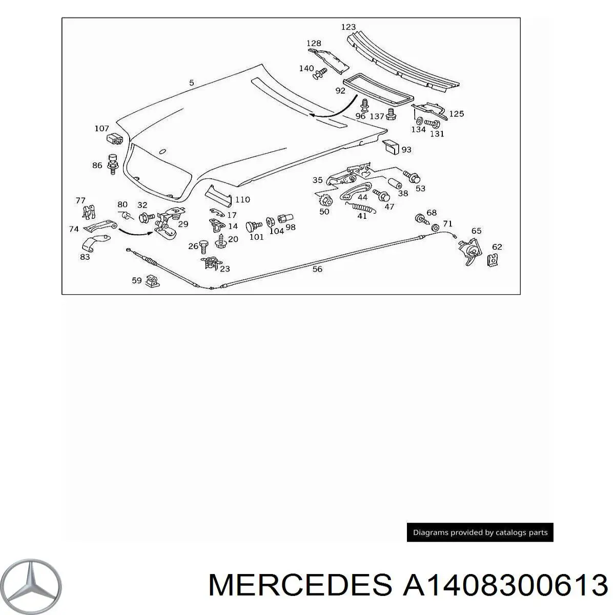 A1408300613 Mercedes Grelha da capota