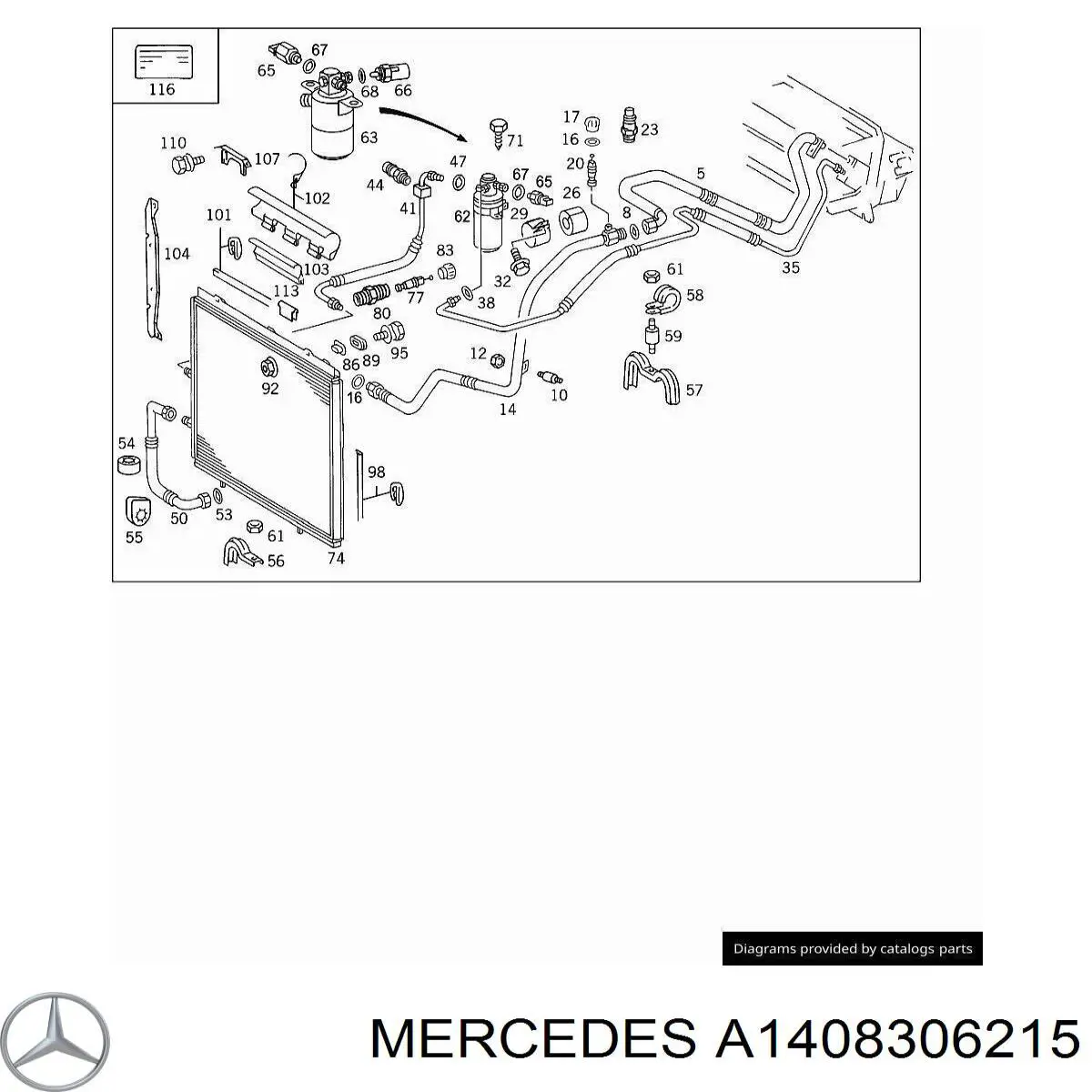 A1408306215 Mercedes Mangueira de aparelho de ar condicionado, desde o vaporizador até o compressor