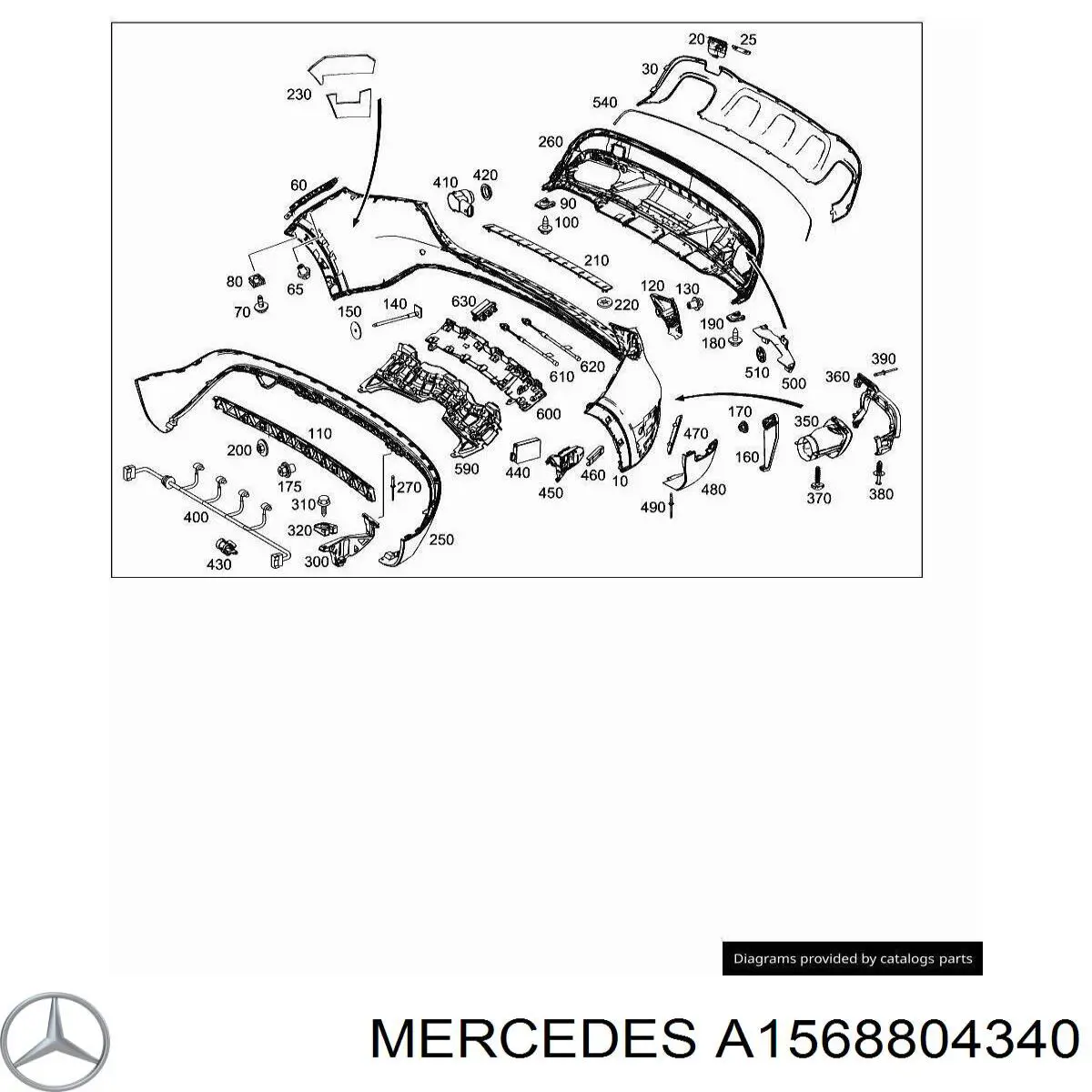 A1568804340 Mercedes Pára-choque traseiro