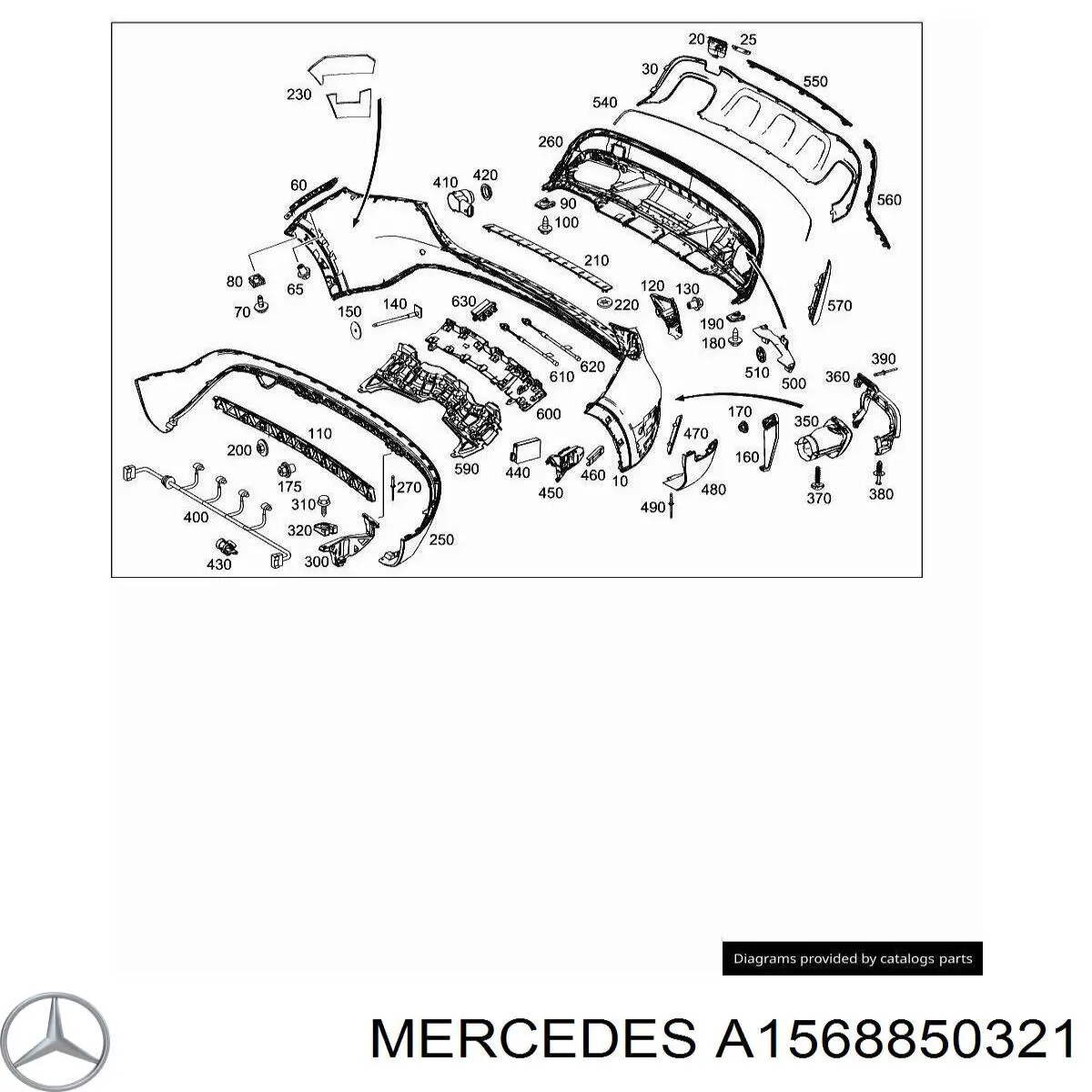 Compre A1568850321 Mercedes Consola esquerda do pára-choque traseiro