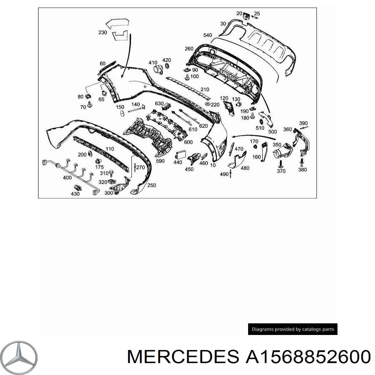 A1568852600 Mercedes Pára-choque traseiro, parte inferior