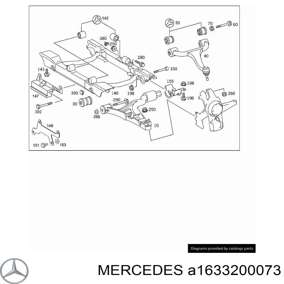 A1633200073 Mercedes Consola esquerda da barra de torção dianteira