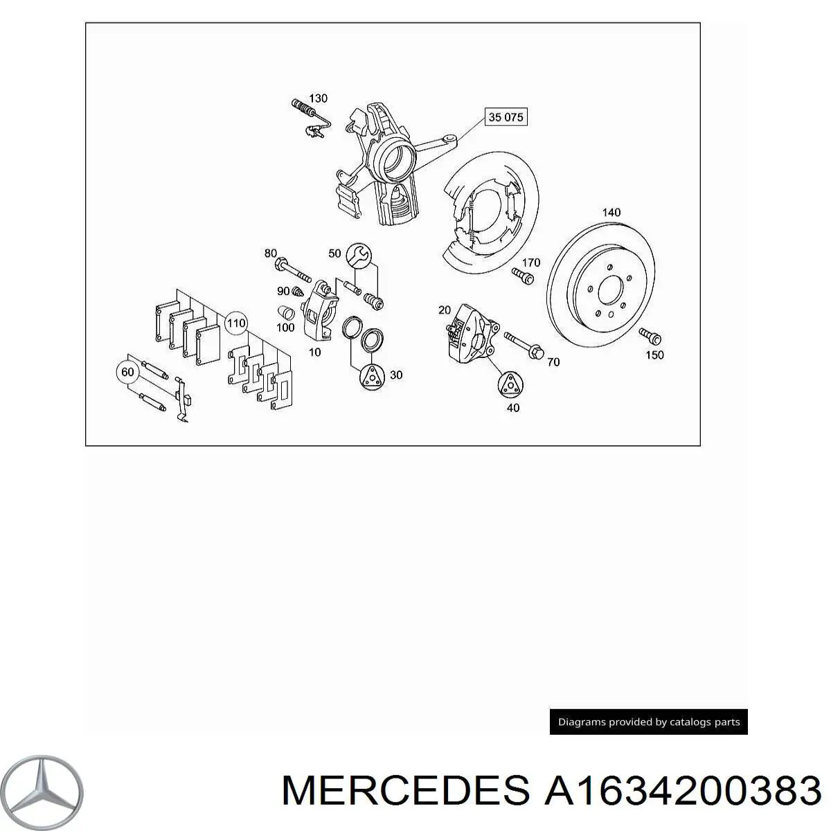 A1634200383 Mercedes Suporte do freio traseiro esquerdo