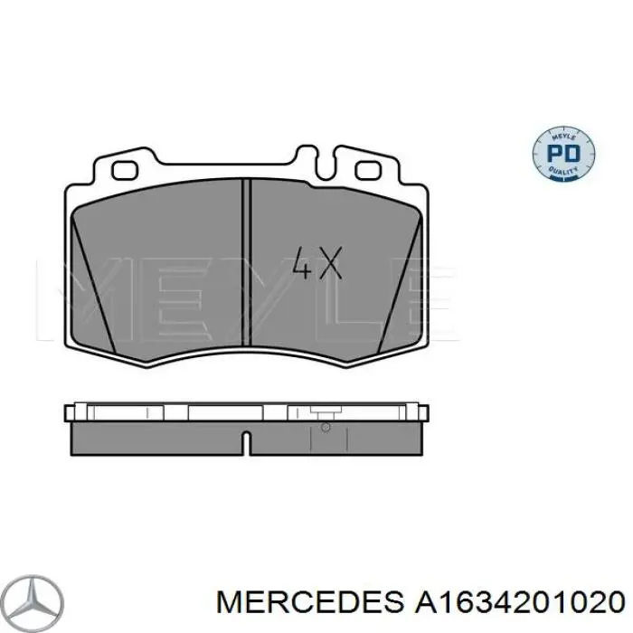 A1634201020 Mercedes Sapatas do freio dianteiras de disco