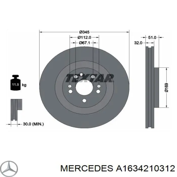 A1634210312 Mercedes Disco do freio dianteiro