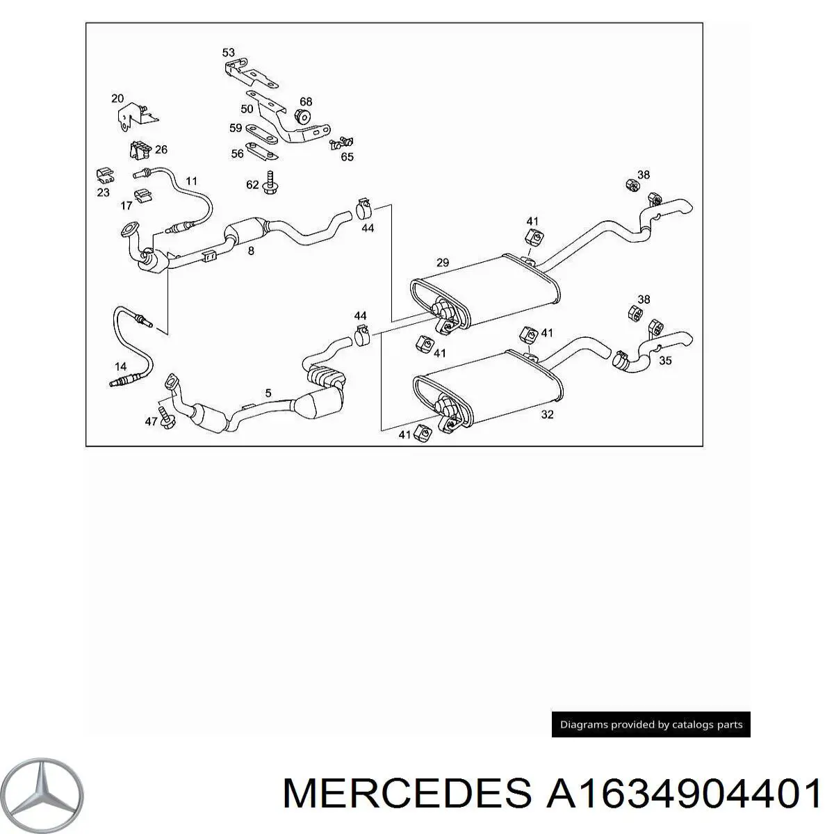 A1634904401 Mercedes Silenciador, parte traseira