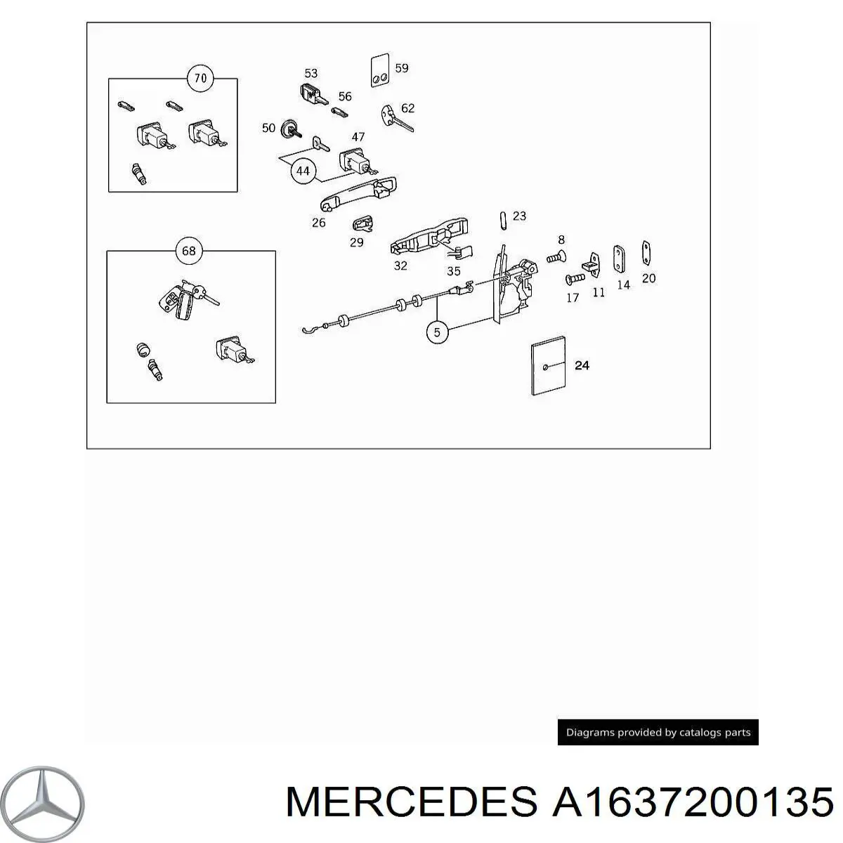 A1637202535 Mercedes Fecho da porta dianteira esquerda