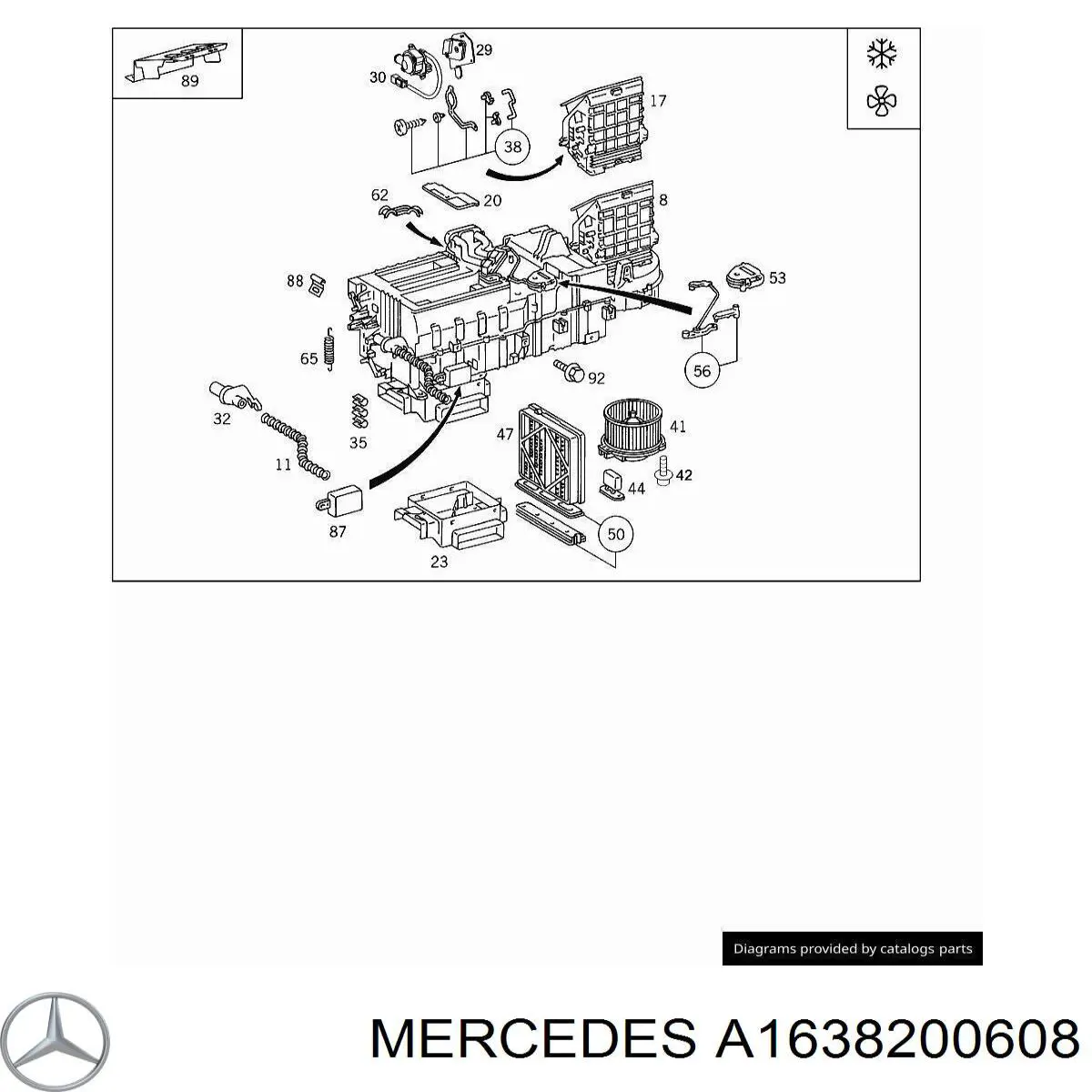 1638200608 Mercedes Acionamento de comporta de forno