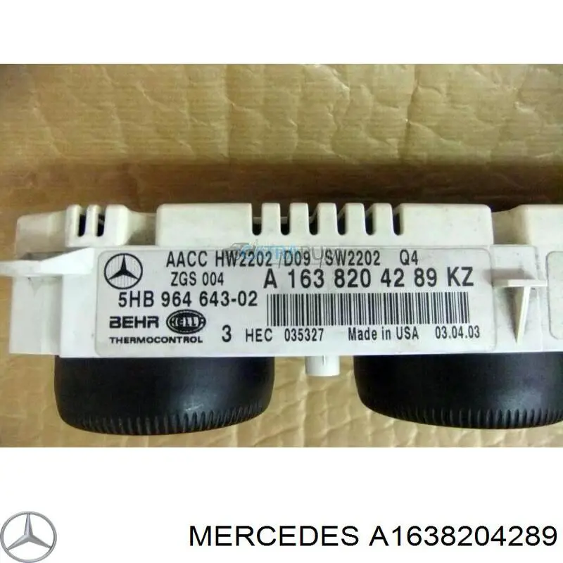 Compre A1638204289 Mercedes Unidade de controlo dos modos de aquecimento/condicionamento