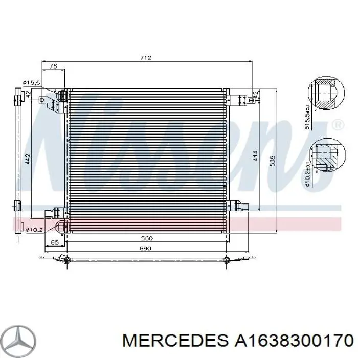 Radiador de aparelho de ar condicionado Mercedes A1638300170 preço, a partir de 76,75 EUR