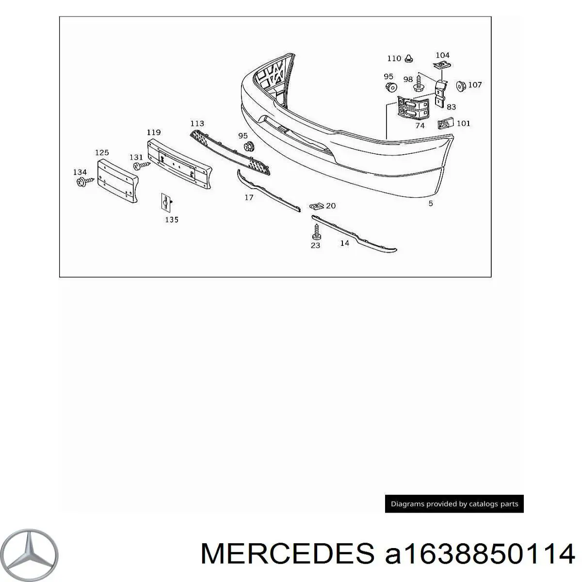 Consola do pára-choque dianteiro Mercedes ML/GLE  W163