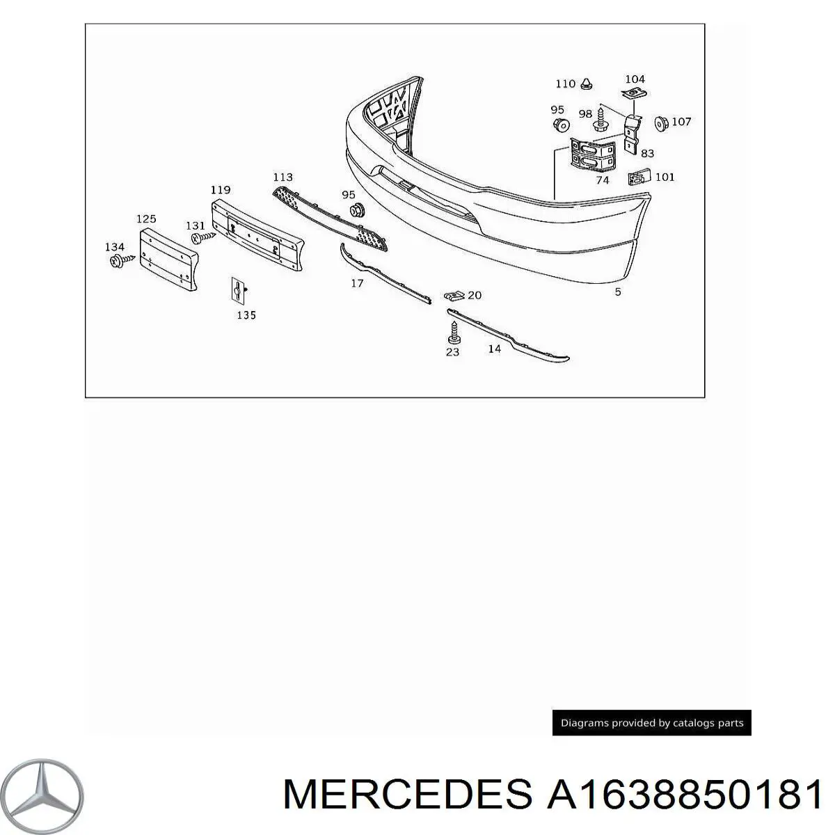 Painel de fixação de matrícula dianteira Mercedes A1638850181 preço, a partir de 172,17 USD