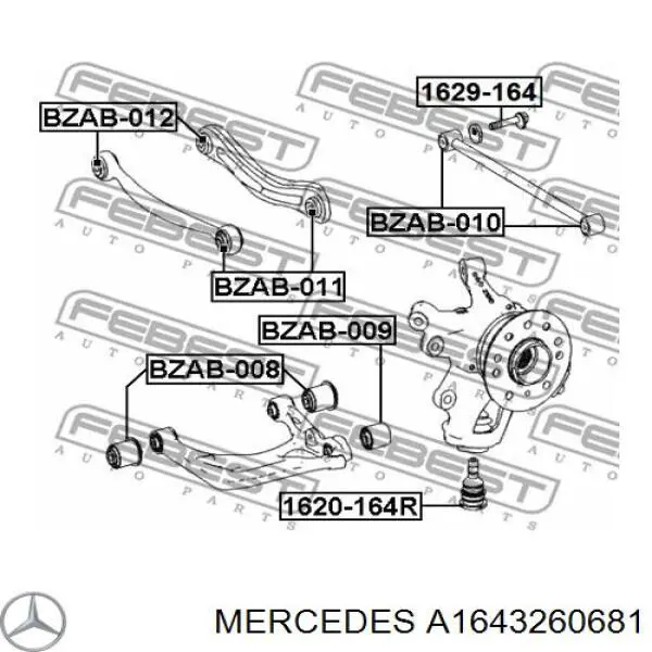 Bloco silencioso do braço oscilante inferior traseiro Mercedes A1643260681 preço, a partir de 17,23 USD