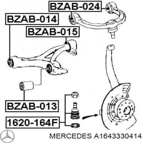 Bloco silencioso dianteiro do braço oscilante inferior Mercedes A1643330414 preço, a partir de 19,77 USD