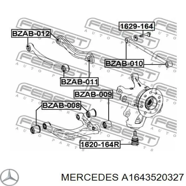 Compre A1643520327 Mercedes Suporte de esfera inferior de suspensão traseira