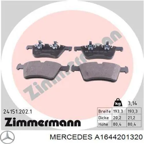 Sapatas do freio dianteiras de disco Mercedes A1644201320 preço, a partir de 71,40 USD