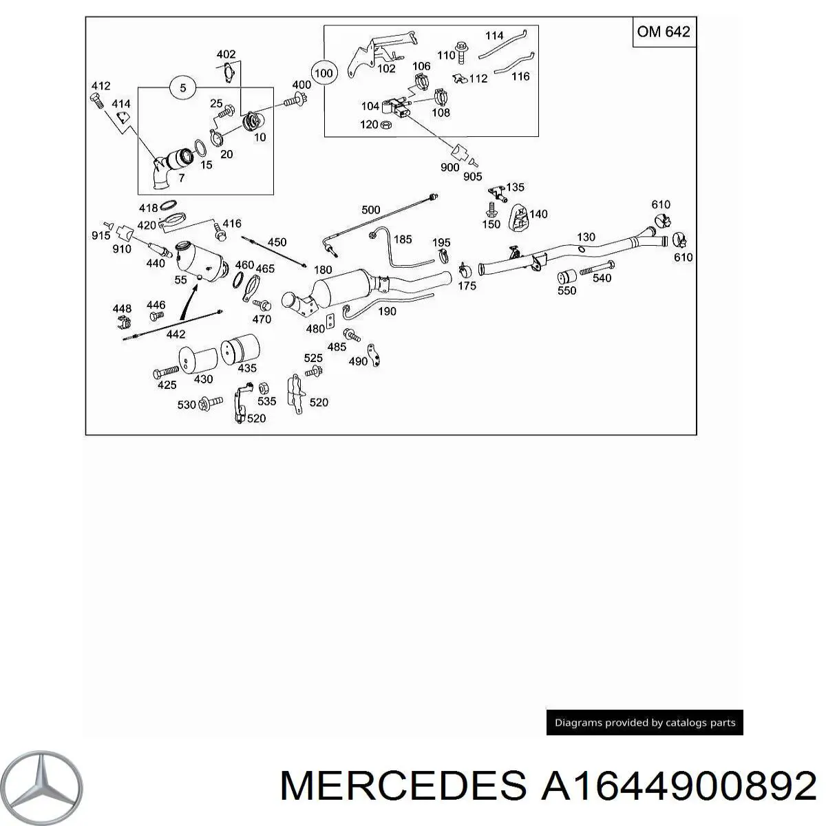 1644900892 Mercedes Filtro de partículas do sistema dos gases de escape