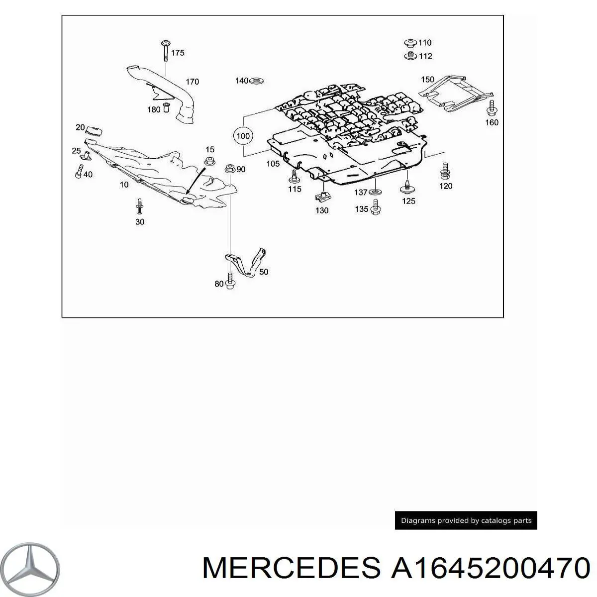 Proteção de motor, de panela (da seção de motor) para Mercedes GL  X164